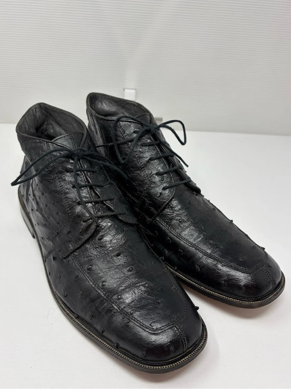 Los Altos Exotic Genuine Black Ostrich Dress Ankle Boots Leather Size 11 Mex 30